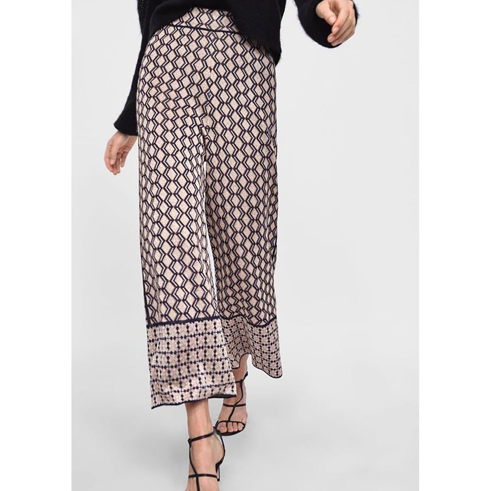 🆕 ZARA Metallic Knit Geometric Pants